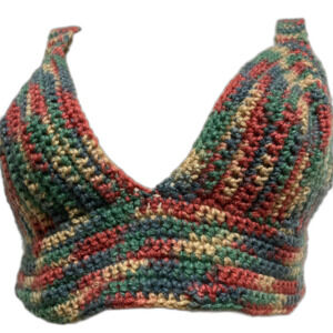 RAINBOW CROCHET Bikini Top Handmade Hand Crafted Womens Medium